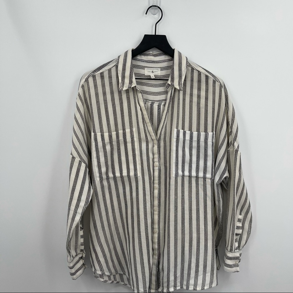 Lou & Grey Over Sized Striped Blouse Size Large